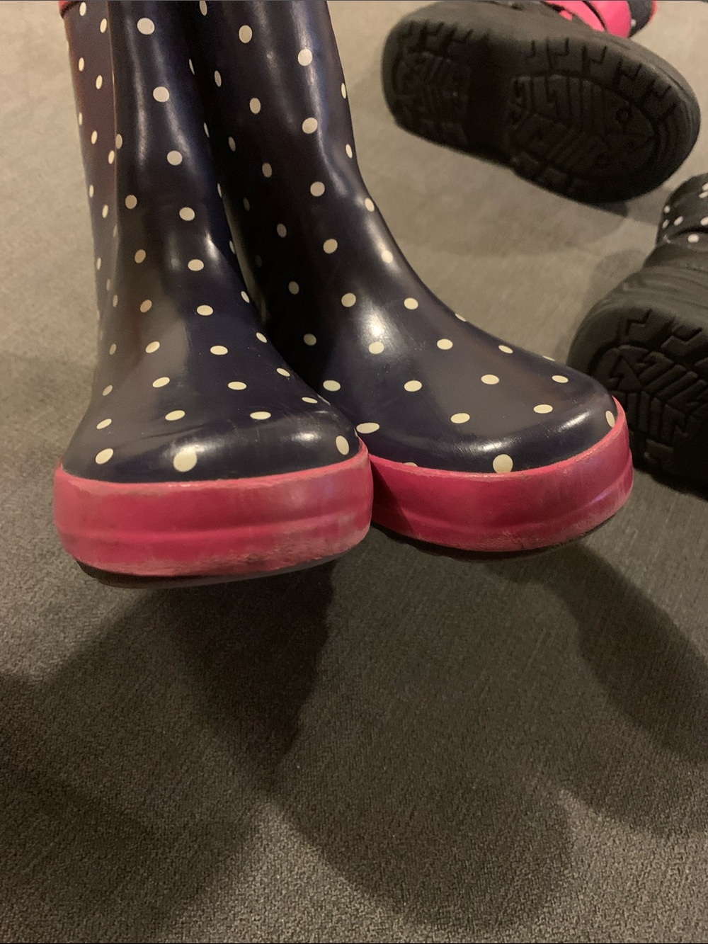 Rain Boots Winter Snow Boots Little Girls Size 9 Navy Polka Dot - Picture 2 of 7